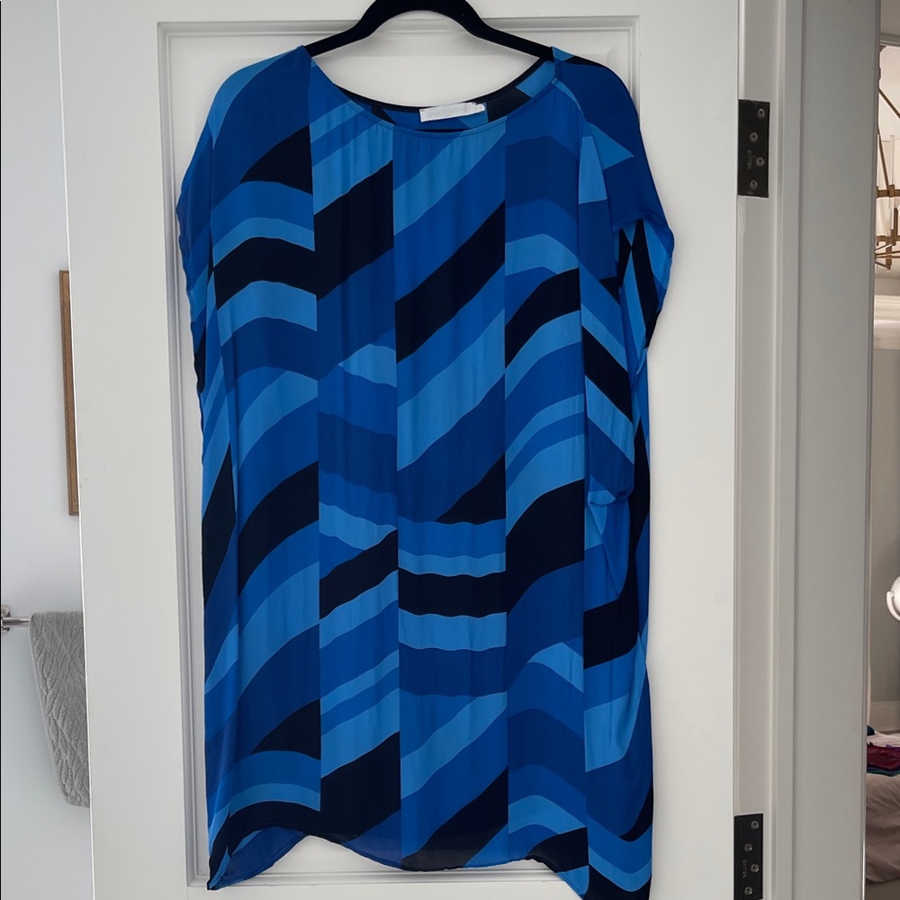 Anne Fontaine Blue and Black Chevron Tunic